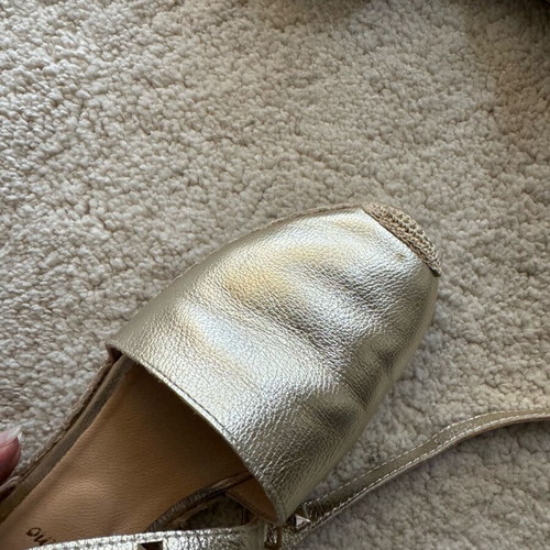Flat espadrilles like new, gold and silver with studs