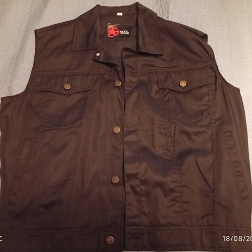 Denim sleeveless jacket, large size, black, mint condition