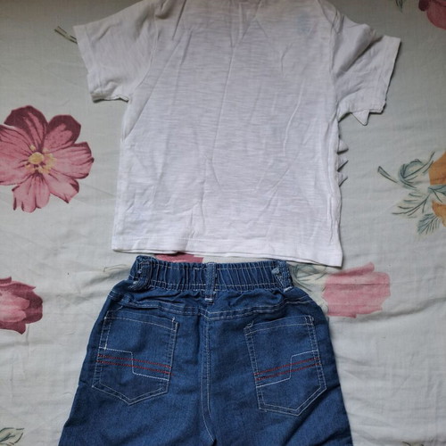 s.Oliver summer set with t-shirt and denim shorts for 8-month-old boy