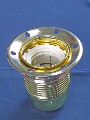Lamp holder E27 with silver ring new