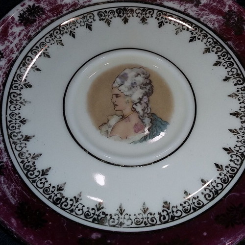 Porcelain plates used, set of 4, German antiques