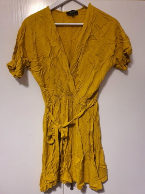 Yellow dress with wrap neckline, like new, size S