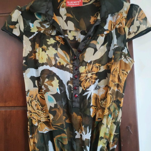 Transparent blouse dress like new, size S 36 8, beige brown