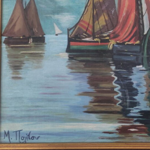 Seascape by M. Politou like new oil painting on canvas 68x51cm