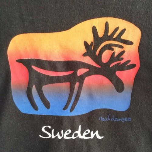 Men's black T-shirt with Sweden print like new, size medium