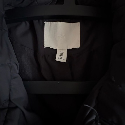 H&M quilted long jacket like new, size Large, black