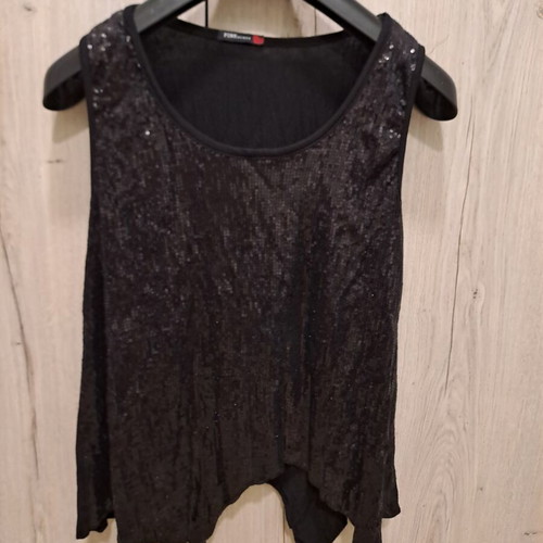 Pink Woman sleeveless top with sequins like new, black, size S