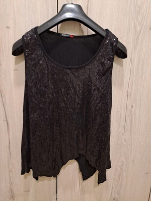 Pink Woman sleeveless top with sequins like new, black, size S