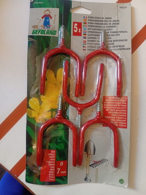 Garden Tool Organization Set new, wall mount support with 5 hooks