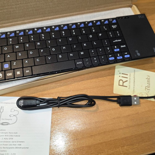 Rii K12 Plus Ultra Slim Wireless Keyboard Touchpad new