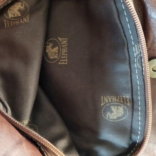 Elephant vintage leather crossbody bag, brown