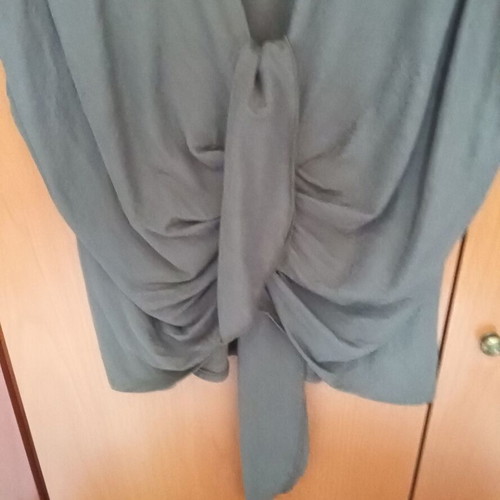 Zara khaki top with front tie, V neckline, new viscose