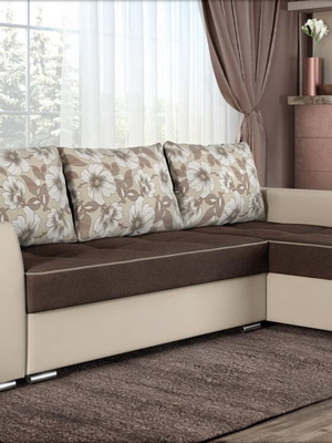 Corner sofa with shelf, 3 cushions and storage space like new
