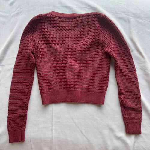 Zara Burgundy Crochet Knit Cardigan XS-S