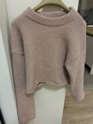 H&M πλεκτό κρόπ dusty pink μεταλιζέ καινούργιο, extra small που κάνει σε small