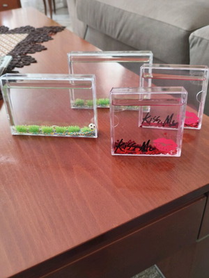 Acrylic frames used, pack of 4 with decorative and liquid effect
