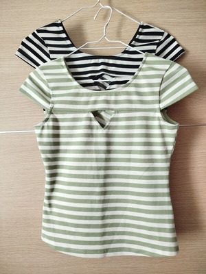 Axel striped cotton blouse set with vintage style ring gift, like new