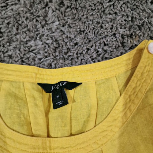 J.Crew women's bright yellow blouse 100% linen size M new