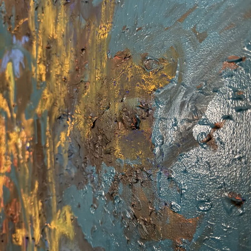 Original Abstract Acrylic Painting on Canvas, Floral Blue Art