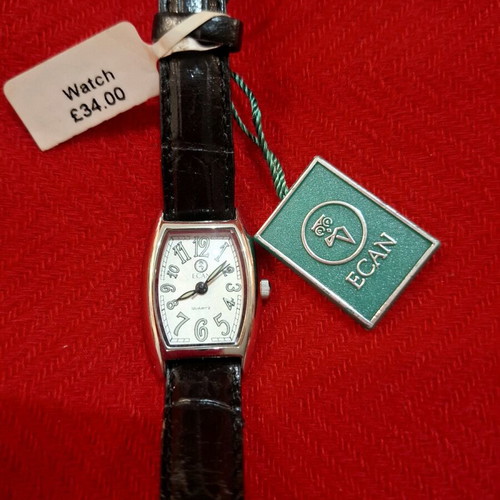 Ecan women's steel wristwatch new, battery operated, black and silver