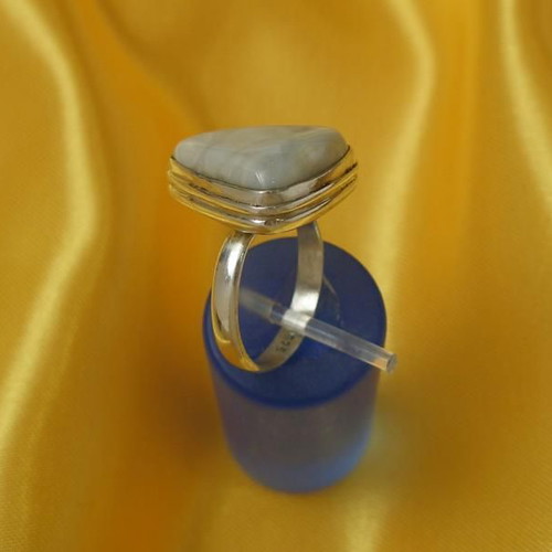 Nephrite mineral ring in 925 silver new