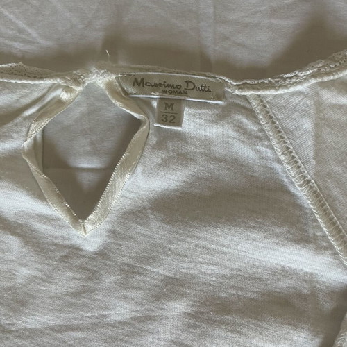 Massimo Dutti white boho romantic top with embroidery and beads, used, size M