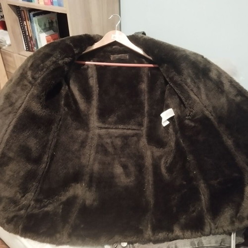 Brown half coat with fur used, synthetic