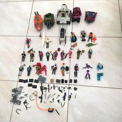 Cobra Rattler with 6 vehicles and 24 Gi Joe figures used