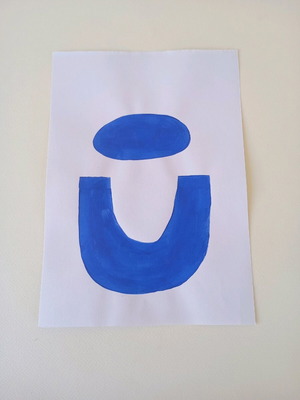 Abstract acrylic shapes on paper like new