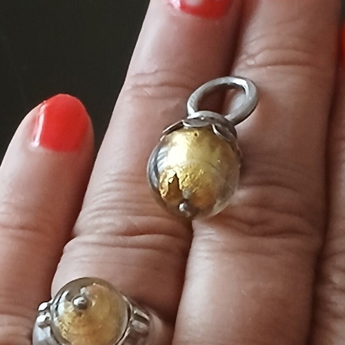 Follei Folli silver 925 ring and pendant set with gold