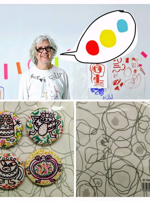 Set of 4 Hervé Tullet badges from Tate museum, new