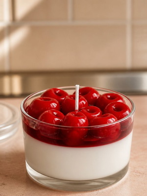 Scented Cherry Candle with Soy Wax in Glass