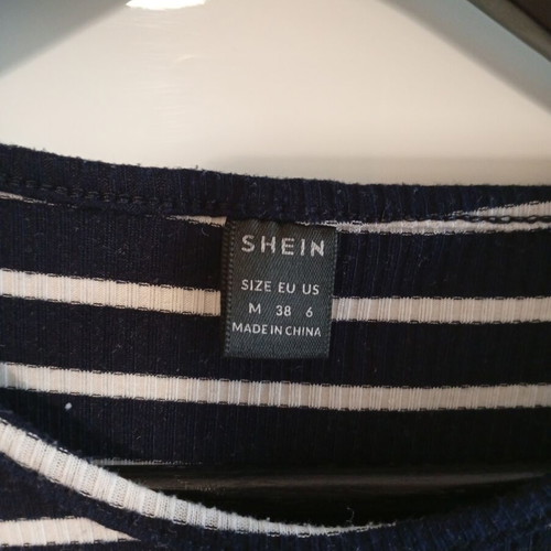 Shein striped navy blue and white midi dress, medium size