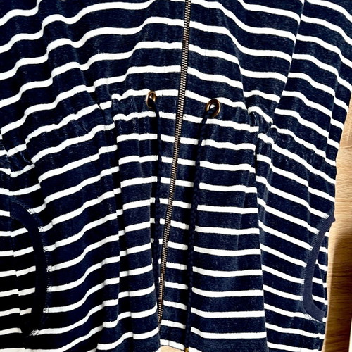 Sugarfree striped short-sleeve jacket white and dark blue like new, size XL