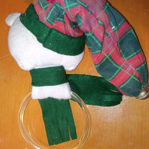 Christmas teddy bear like new, hanging baby toy with bell