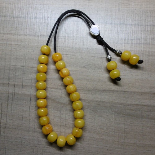 Handmade komboloi with acrylic beads and silver shield