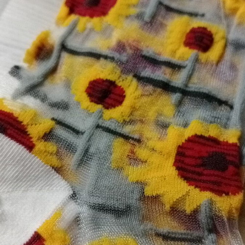 Embroidered socks with white transparency, 2 pairs, new one size