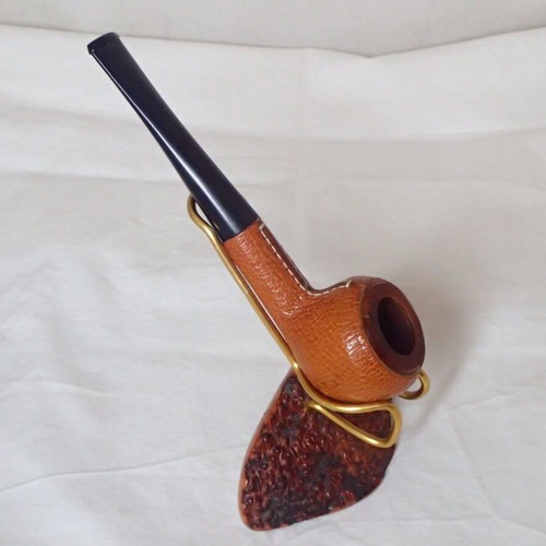 Vintage Real Briar Tobacco Pipe with Leather Cover unused