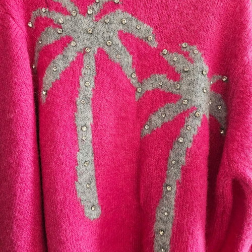 Fuchsia J&S sweater new, knitted onesize with rhinestones