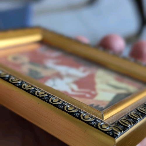 Saint George icon new, Georgian in frame with glass 12×9 cm