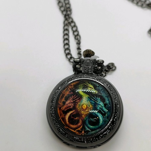 Pocket watch new with dragons design