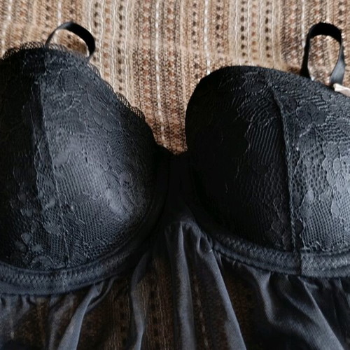 Lingerie with tulle and lining, new, black, Small
