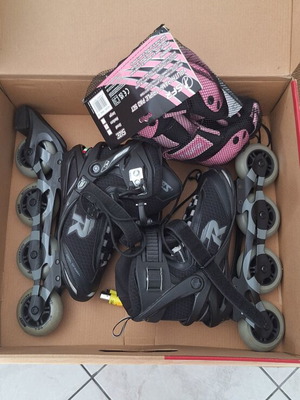 Roces PIC TIF Inline Skates Size 38 with Pink Knee Pads New