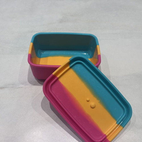 Abc Lunchies Snack Mate+ Silicone Food Container like new, rainbow color