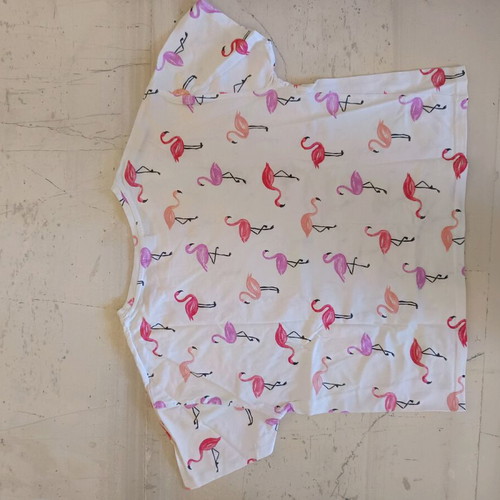 T shirt short for girl used, Zara, white with pink flamingo