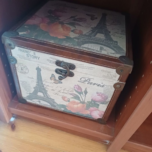 Vintage wooden decorative storage box "Paris"