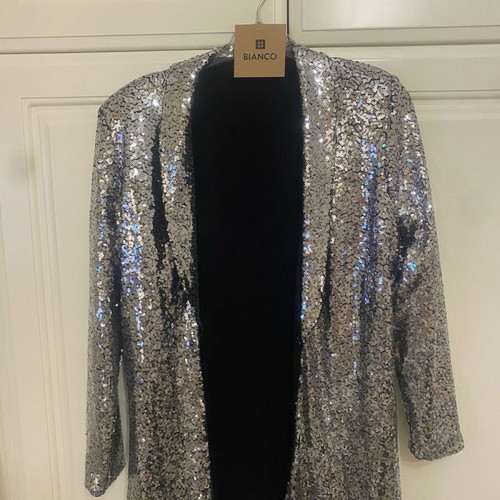Silver jacket with sequins new, long