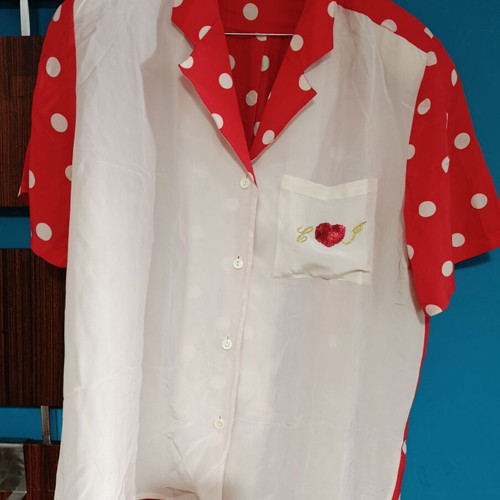 Vintage polka dot shirt XL like new, white and red
