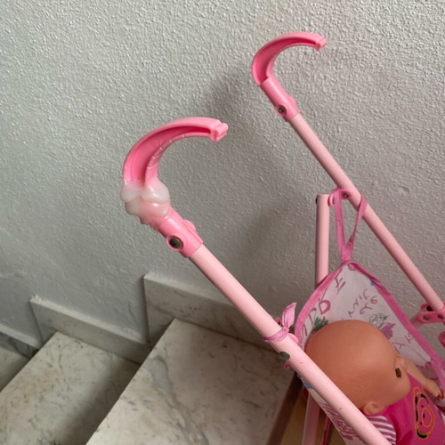 Doll stroller with doll used, pink