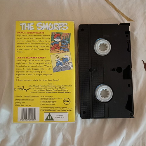The Smurfs VHS tape, 80s English cartoons